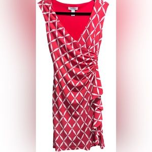 White House Black Market Red and White Geometric Dress